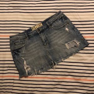 Distressed Blue Jean Skirt